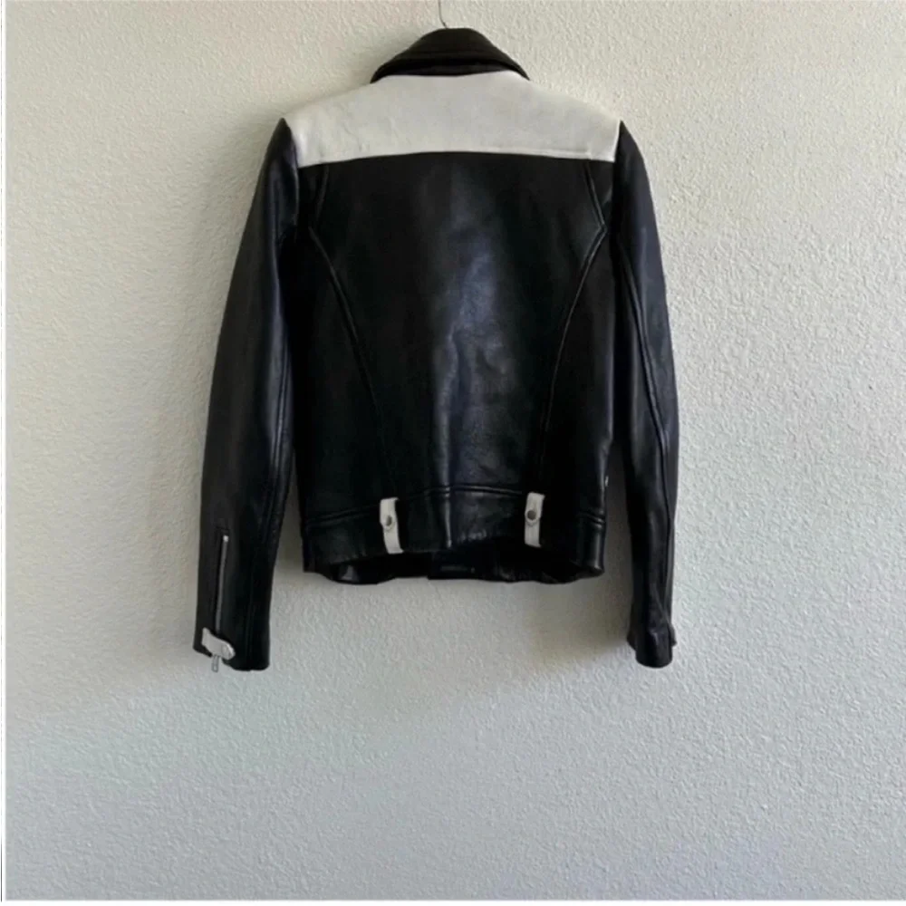 IRO Scottsdale Lamb Leather Moto Jacket Black & White
